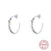 Wholesale S925 Sterling Silver Geometric C Shaped Multicolored Diamond Earrings With Electroplating