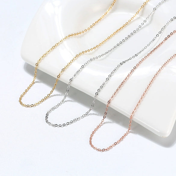 Wholesale S925 Sterling Silver Geometric Calendered Chain Necklace Electroplated