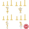 Wholesale S925 Sterling Silver Geometric Cartilage Flathead Spiral Piercing Earrings With Diamond Encrustment And Environmentally Friendly Electroplating For Unisex