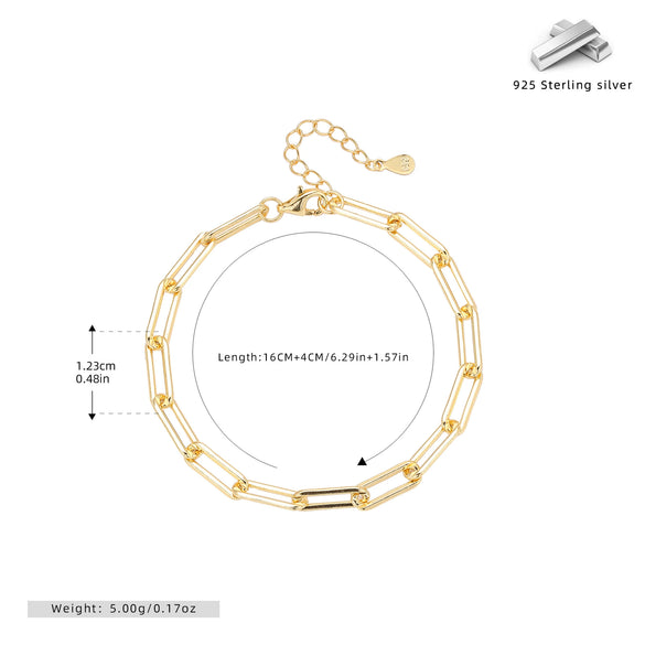 Wholesale S925 Sterling Silver Geometric Chain Bracelet For Women With Electroplating Design