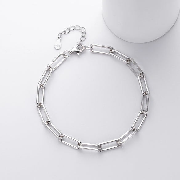 Wholesale S925 Sterling Silver Geometric Chain Bracelet For Women With Electroplating Design