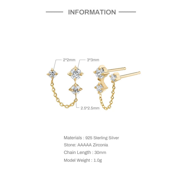 Wholesale S925 Sterling Silver Geometric Chain Tassel Diamond Earrings For Women