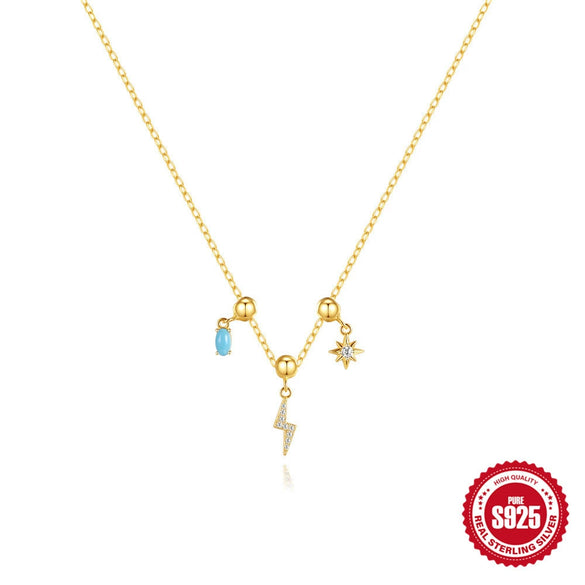 Wholesale S925 Sterling Silver Geometric Charm Necklace With Detachable Pendant And O Chain Electroplated