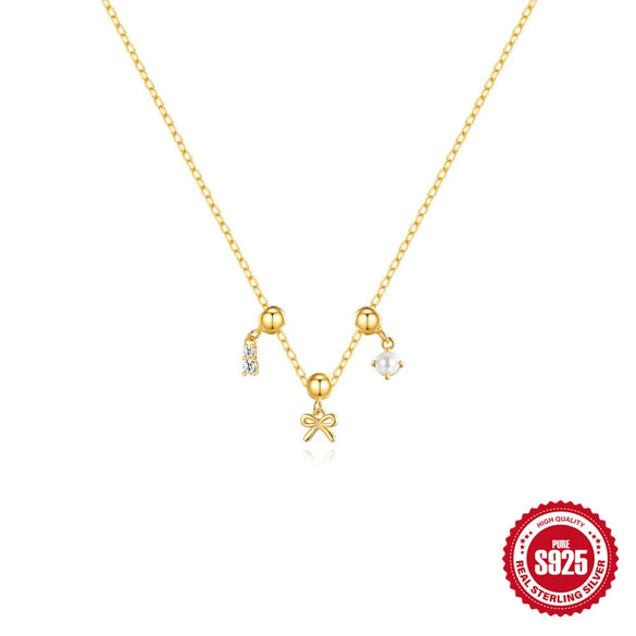 Wholesale S925 Sterling Silver Geometric Charm Necklace With Detachable Pendant And O Chain Electroplated