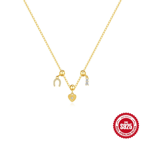 Wholesale S925 Sterling Silver Geometric Charm Necklace With Detachable Pendant And O Chain Electroplated