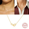 Wholesale S925 Sterling Silver Geometric Charm Ring Lockbone Chain Necklace With Electroplating