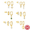 Wholesale S925 Sterling Silver Geometric Classic Aperture Earrings With Micro Set Road Drill Detachable Pendant For Women