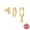 Wholesale S925 Sterling Silver Geometric Classic Aperture Earrings With Micro Set Road Drill Detachable Pendant For Women