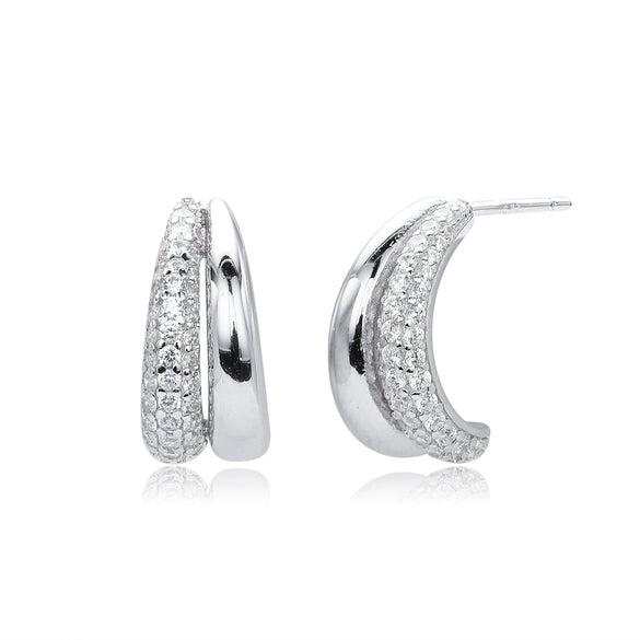 Wholesale S925 Sterling Silver Geometric Crescent Electroplated Women's Earrings With Zircon
