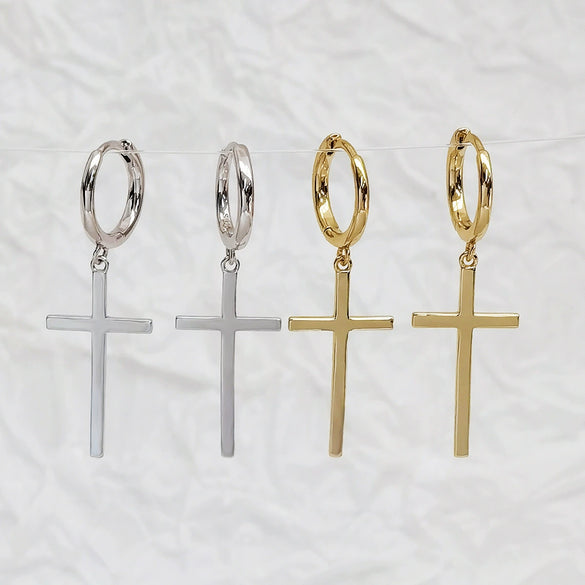 Wholesale S925 Sterling Silver Geometric Cross Earring With Electroplating For Women Simple And Trendy Ear Jewelry