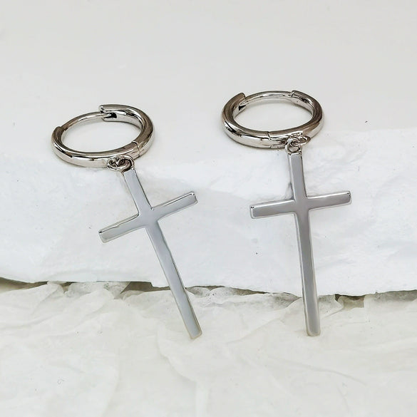 Wholesale S925 Sterling Silver Geometric Cross Earring With Electroplating For Women Simple And Trendy Ear Jewelry