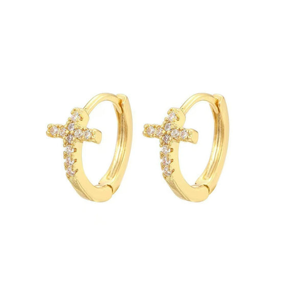 Wholesale S925 Sterling Silver Geometric Cross Earring With Zirconia Design Unisex And Trendy
