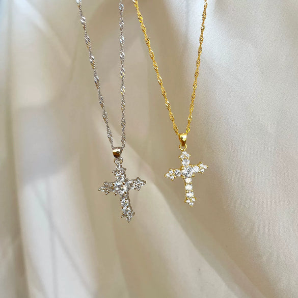 Wholesale S925 Sterling Silver Geometric Cross Hip Hop Clavicle Necklace Electroplated