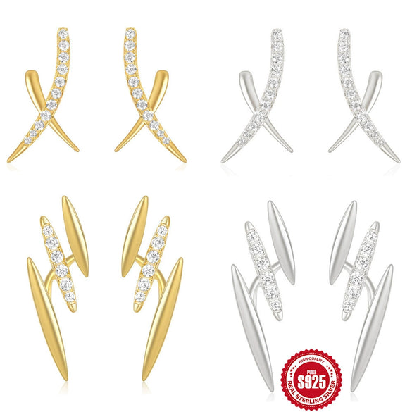 Wholesale S925 Sterling Silver Geometric Cross Multi Layer Women's Earrings With Electroplating Simple Elegant Style
