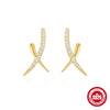Wholesale S925 Sterling Silver Geometric Cross Multi Layer Women's Earrings With Electroplating Simple Elegant Style
