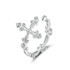 Wholesale S925 Sterling Silver Geometric Cross Ring With Flower Butterfly Design Electroplated Adjustable Opening For Women
