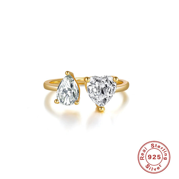 Wholesale S925 Sterling Silver Geometric Cross Ring With Flower Butterfly Design Electroplated Adjustable Opening For Women
