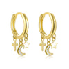 Wholesale S925 Sterling Silver Geometric Cross Star Moon Zirconia Earrings Unisex Fashion Style
