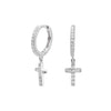 Wholesale S925 Sterling Silver Geometric Cross With Zircon Light Luxury Women's Ear Buckle Earrings