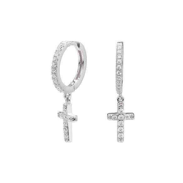 Wholesale S925 Sterling Silver Geometric Cross With Zircon Light Luxury Women's Ear Buckle Earrings
