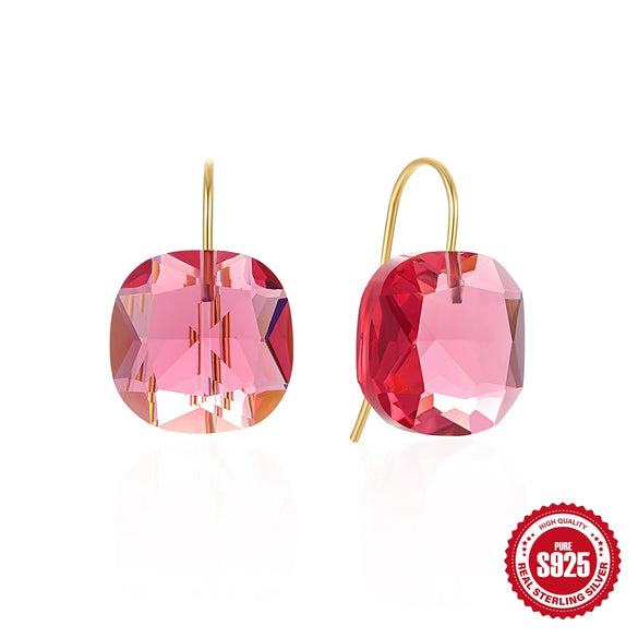 Wholesale S925 Sterling Silver Geometric Crystal Earrings For Women Electroplated Simple Style