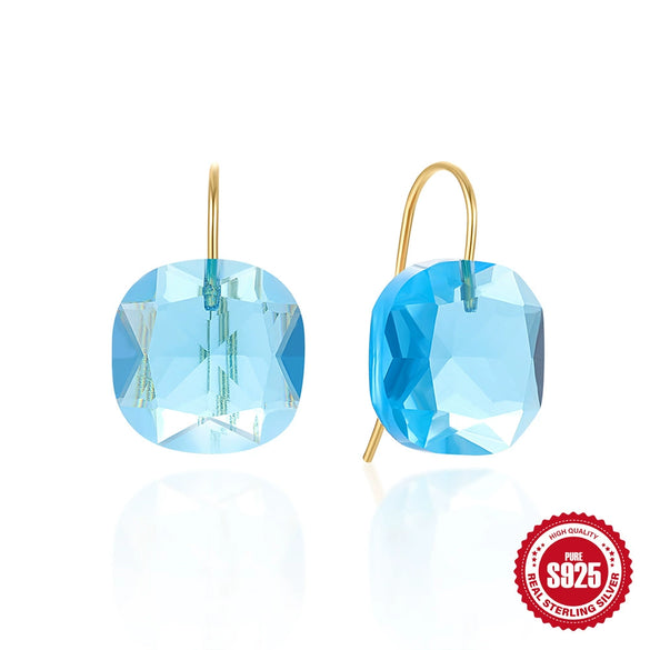 Wholesale S925 Sterling Silver Geometric Crystal Earrings For Women Electroplated Simple Style