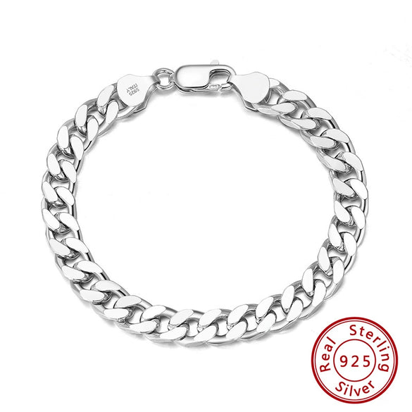 Wholesale S925 Sterling Silver Geometric Cuban Bracelet With Electroplating For Men And Women