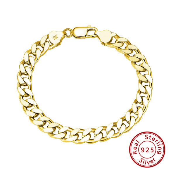 Wholesale S925 Sterling Silver Geometric Cuban Bracelet With Electroplating For Men And Women