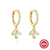 Wholesale S925 Sterling Silver Geometric Dagger Flower Zircon Electroplated Women's Earrings