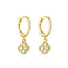 Wholesale S925 Sterling Silver Geometric Dagger Flower Zircon Electroplated Women's Earrings