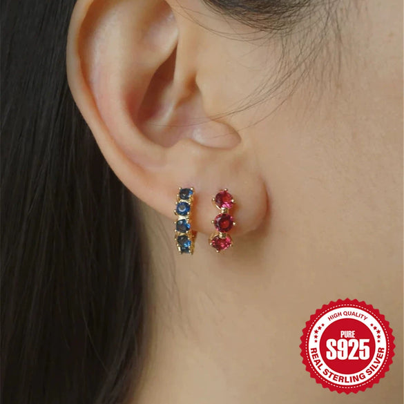 Wholesale S925 Sterling Silver Geometric Design Electroplated Women's Earrings With Super Flash Diamond In Elegant Mori Fairy Style