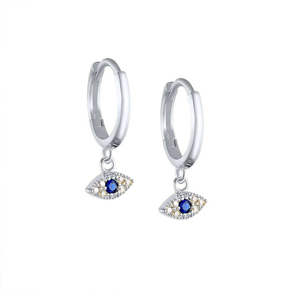 Wholesale S925 Sterling Silver Geometric Devil's Eye Blue Eyes Ear Buckle Earrings Electroplated Ear Jewelry For Women Fashion Retro