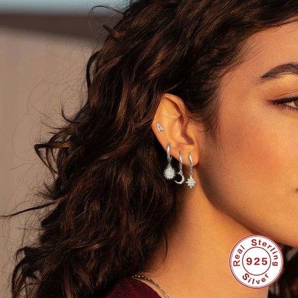 Wholesale S925 Sterling Silver Geometric Devil's Eye Blue Eyes Ear Buckle Earrings Electroplated Ear Jewelry For Women Fashion Retro