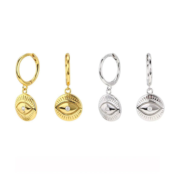 Wholesale S925 Sterling Silver Geometric Devil's Eye Ear Ring With Zirconia Design For Women