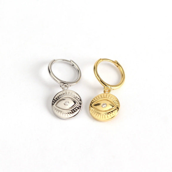 Wholesale S925 Sterling Silver Geometric Devil's Eye Totem Electroplated Earrings For Women