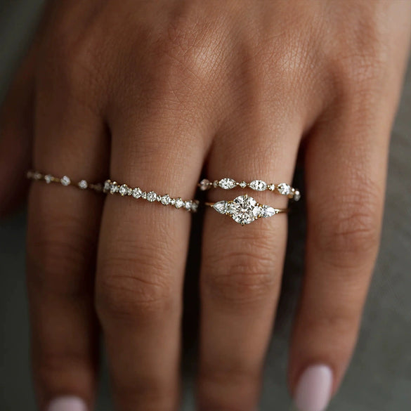 Wholesale S925 Sterling Silver Geometric Diamond Embedded Luxury Ring For Women With Electroplating