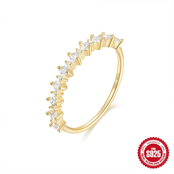 Wholesale S925 Sterling Silver Geometric Diamond Embedded Luxury Ring For Women With Electroplating