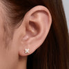 Wholesale S925 Sterling Silver Geometric Diamond Flat Head Threaded Piercing Ear Bone Nails Women's Earrings And Ear Jewelry