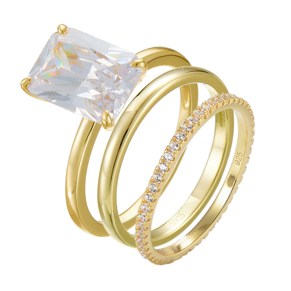 Wholesale S925 Sterling Silver Geometric Diamond Ring For Ladies