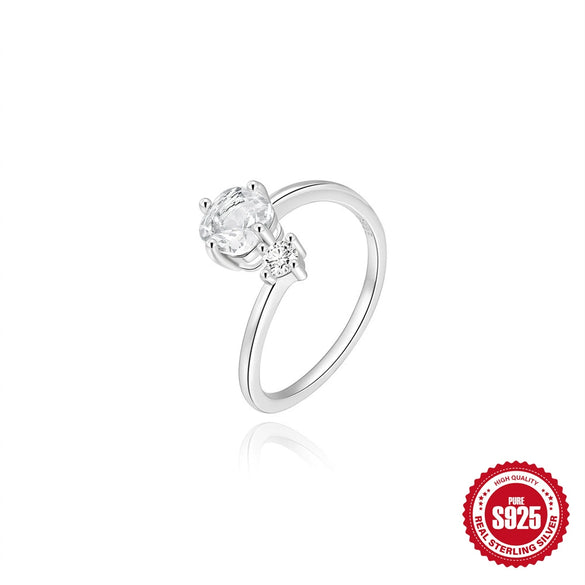 Wholesale S925 Sterling Silver Geometric Diamond Ring With Real Gold Plating For Women