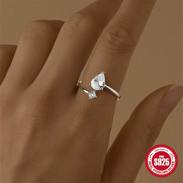 Wholesale S925 Sterling Silver Geometric Diamond Ring With Real Gold Plating For Women