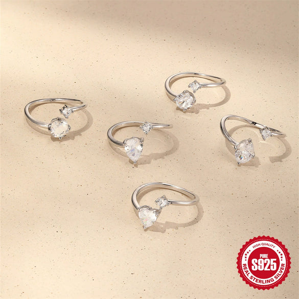 Wholesale S925 Sterling Silver Geometric Diamond Ring With Real Gold Plating For Women