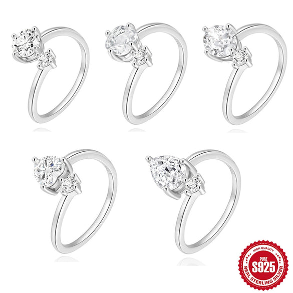 Wholesale S925 Sterling Silver Geometric Diamond Ring With Real Gold Plating For Women