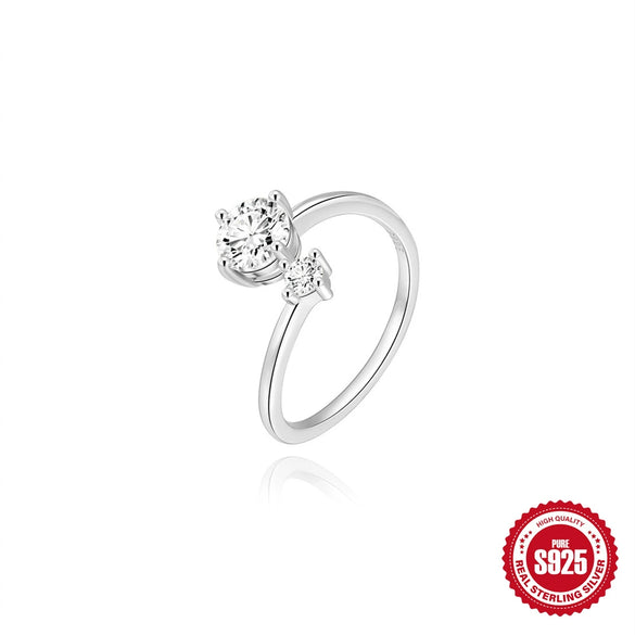 Wholesale S925 Sterling Silver Geometric Diamond Ring With Real Gold Plating For Women