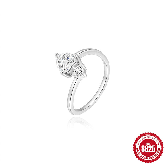 Wholesale S925 Sterling Silver Geometric Diamond Ring With Real Gold Plating For Women