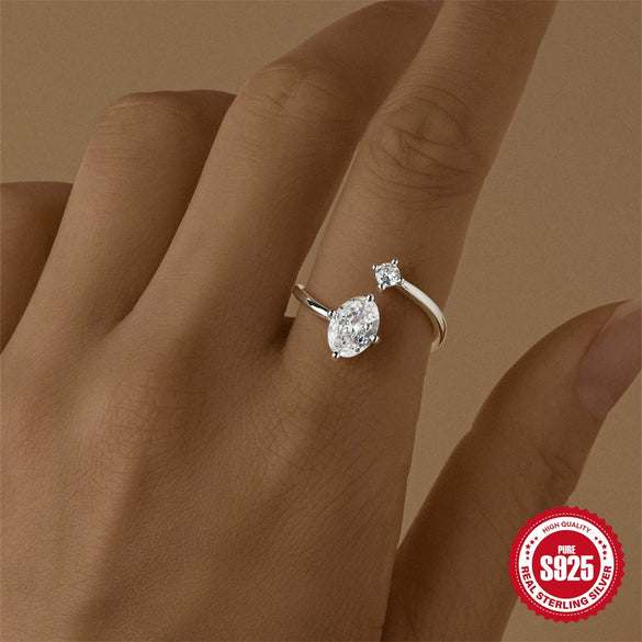 Wholesale S925 Sterling Silver Geometric Diamond Ring With Real Gold Plating For Women
