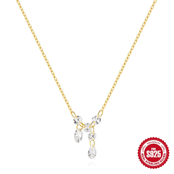 Wholesale S925 Sterling Silver Geometric Diamond Zircon Fashion Clavicle Chain With Electroplating For Women