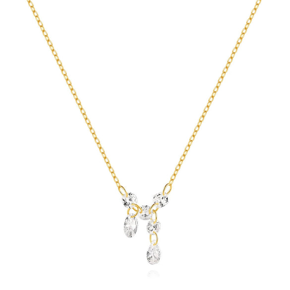Wholesale S925 Sterling Silver Geometric Diamond Zircon Fashion Clavicle Chain With Electroplating For Women