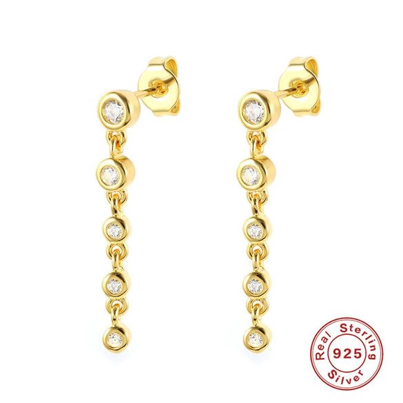 Wholesale S925 Sterling Silver Geometric Diamondembedded Chain Earrings For Women