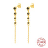 Wholesale S925 Sterling Silver Geometric Diamondembedded Chain Earrings For Women